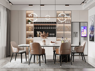 现代轻奢餐厅3d模型 现代轻奢餐厅