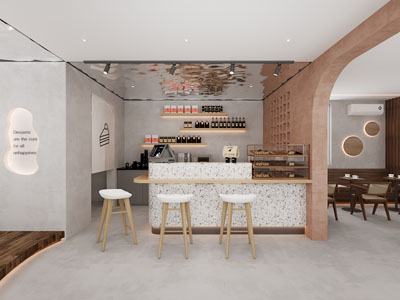 现代咖啡厅吧台收银台