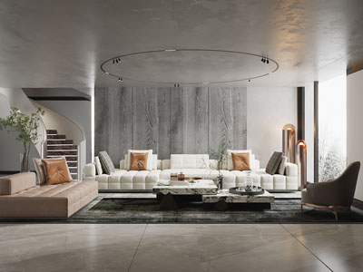 现代客厅、楼梯间