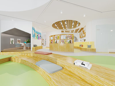 现代大厅接待区、阅览室