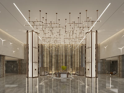 现代大堂前台接待区