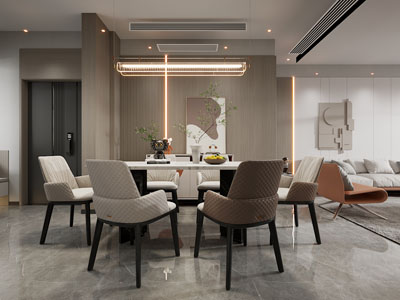 现代轻奢客厅餐厅