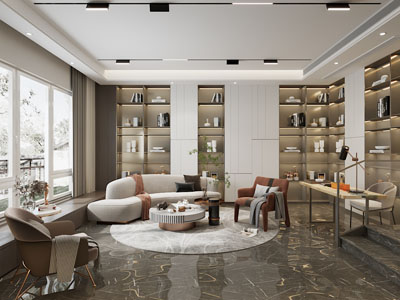现代客厅、书房