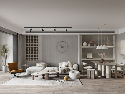 侘寂风客厅餐厅