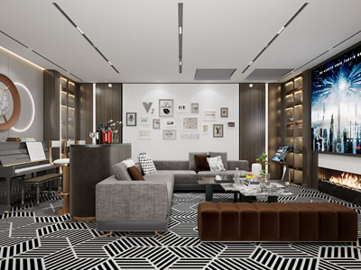 现代轻奢视听室、影音室、琴房