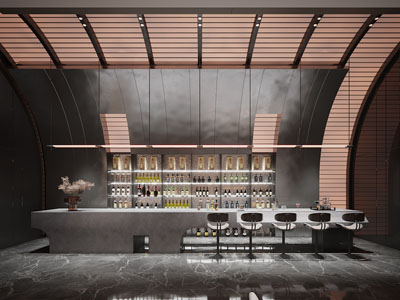 现代酒吧大厅前台接待