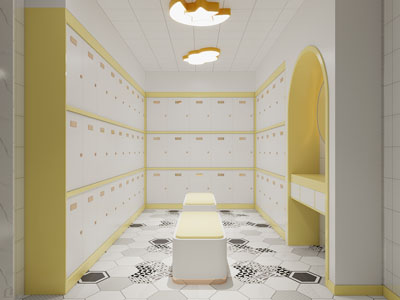 现代幼儿园更衣室