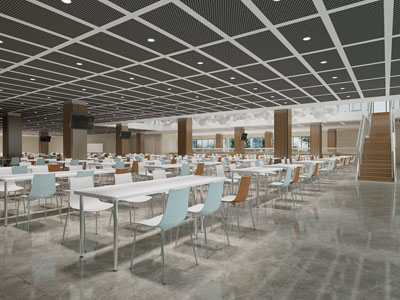 现代食堂大厅就餐区