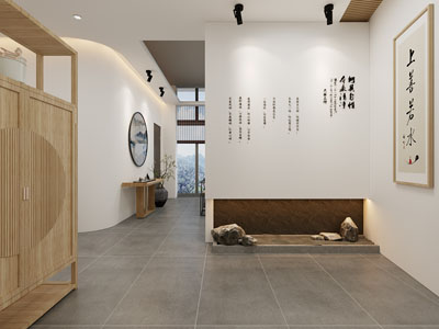 新中式董事长、经理办公室玄关过道