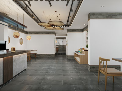 新中式饭店餐馆过道