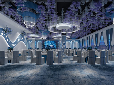 现代酒店婚庆宴客厅、就餐区