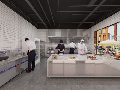 现代酒店餐厅厨房、后厨