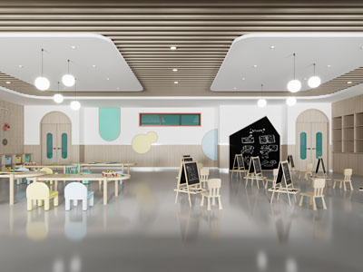 现代幼儿园多功能活动教室、画室