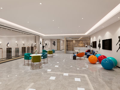 现代舞蹈培训机构大厅前台接待区