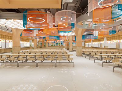 现代食堂大厅就餐区