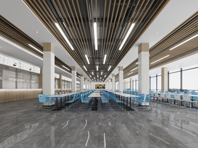 现代食堂大厅就餐区