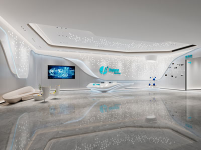 现代公司大厅前台接待区