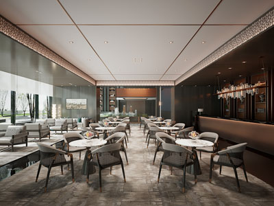 现代售楼处大堂前台接待区