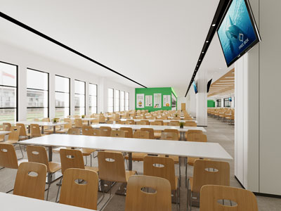 现代食堂大厅就餐区