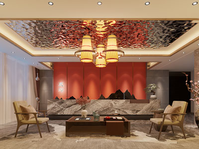 新中式足浴大堂前台接待区