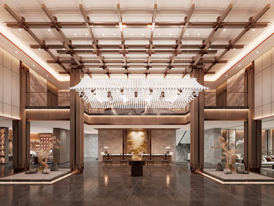 新中式大堂前台接待区