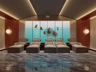 新中式足疗店、足浴房3d模型 新中式足疗店、足浴房