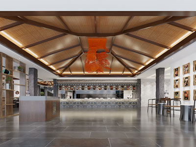 新中式酒店大堂前台接待区