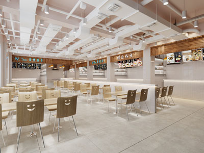 现代食堂大厅就餐区