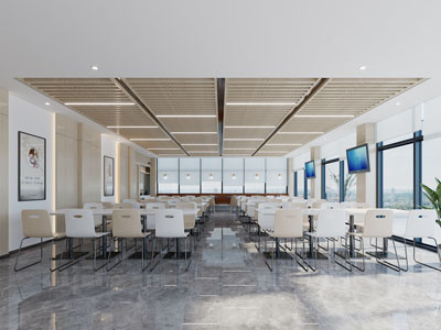 现代食堂大厅就餐区