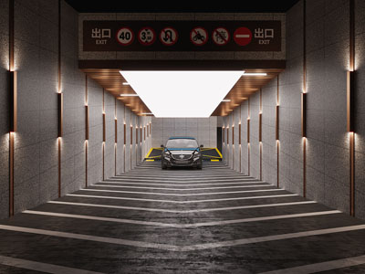 现代地停车场出入口