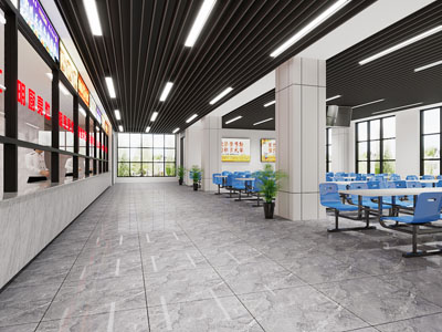 现代食堂大厅就餐区