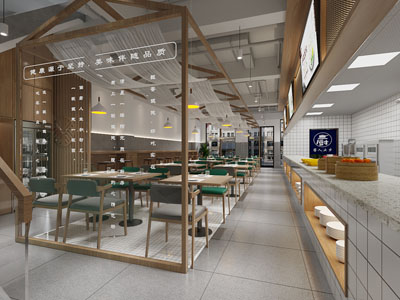 新中式饭店餐馆就餐区