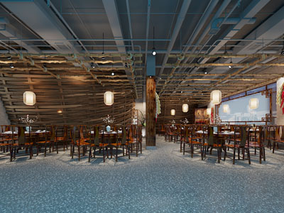 新中式饭店餐馆就餐区