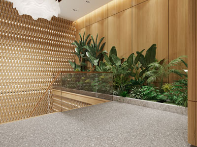 现代接待区景观小品、楼梯间