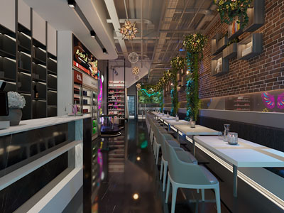 工业loft饭店餐馆烧烤店就餐区