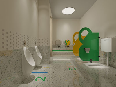 现代幼儿园公共卫生间