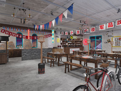 工业风民宿饭店餐馆就餐区