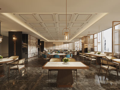 新中式饭店餐馆就餐区