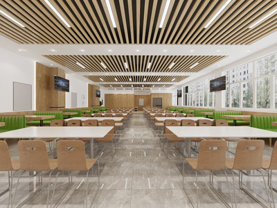 现代食堂大厅就餐区