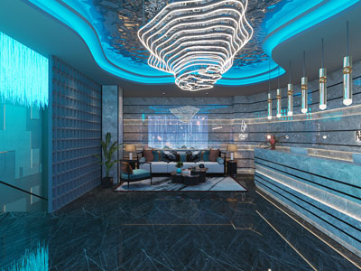 新中式足浴会所大厅前台接待区