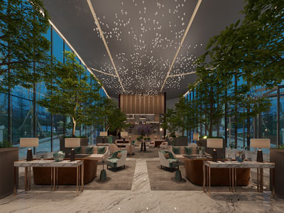 现代轻奢大厅前台接待区