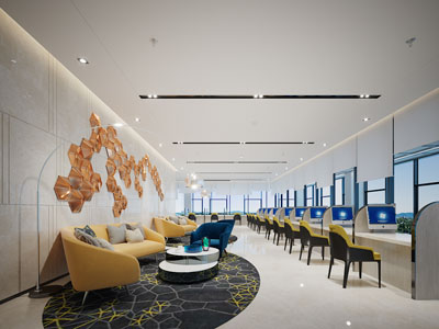 新中式办事大厅、接待区