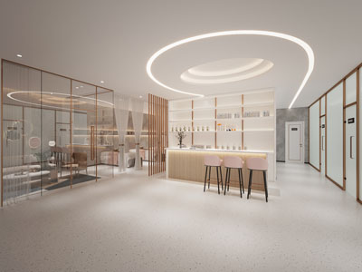 现代美容院大厅前台接待