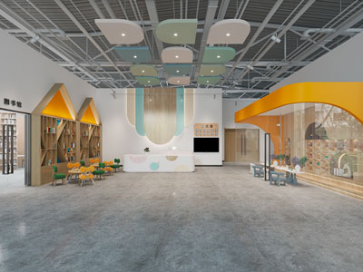 现代幼儿园大厅前台接待区