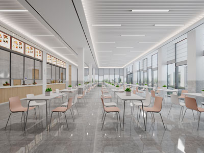 现代食堂大厅就餐区