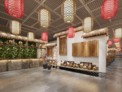 现代民宿饭店餐馆玄关门厅