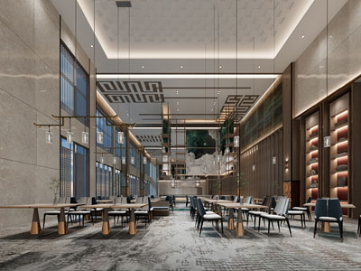 新中式饭店餐馆就餐区