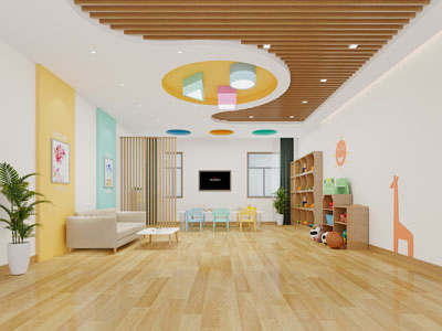 现代幼儿园大厅前台接待区