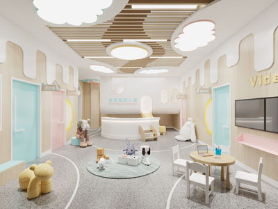 现代幼儿园大堂前台接待区