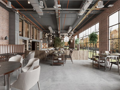 工业loft饭店餐馆就餐区